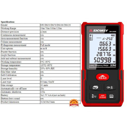 Thước đo khoảng cách bằng tia Laser xịn độ chính xác cao SNDWAY