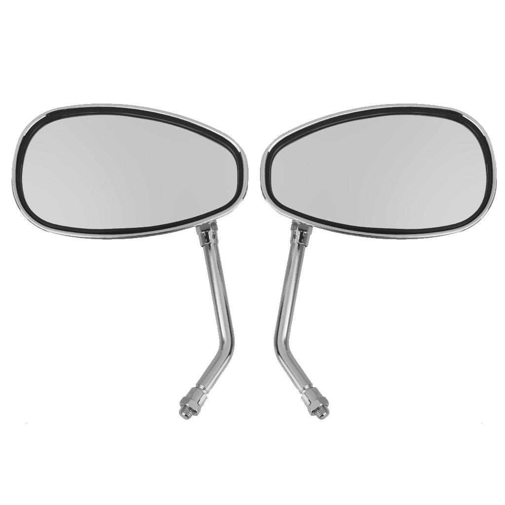 Motorcycle Chrome Oval Side Rearview Mirrors for Cruiser Chopper 10mm