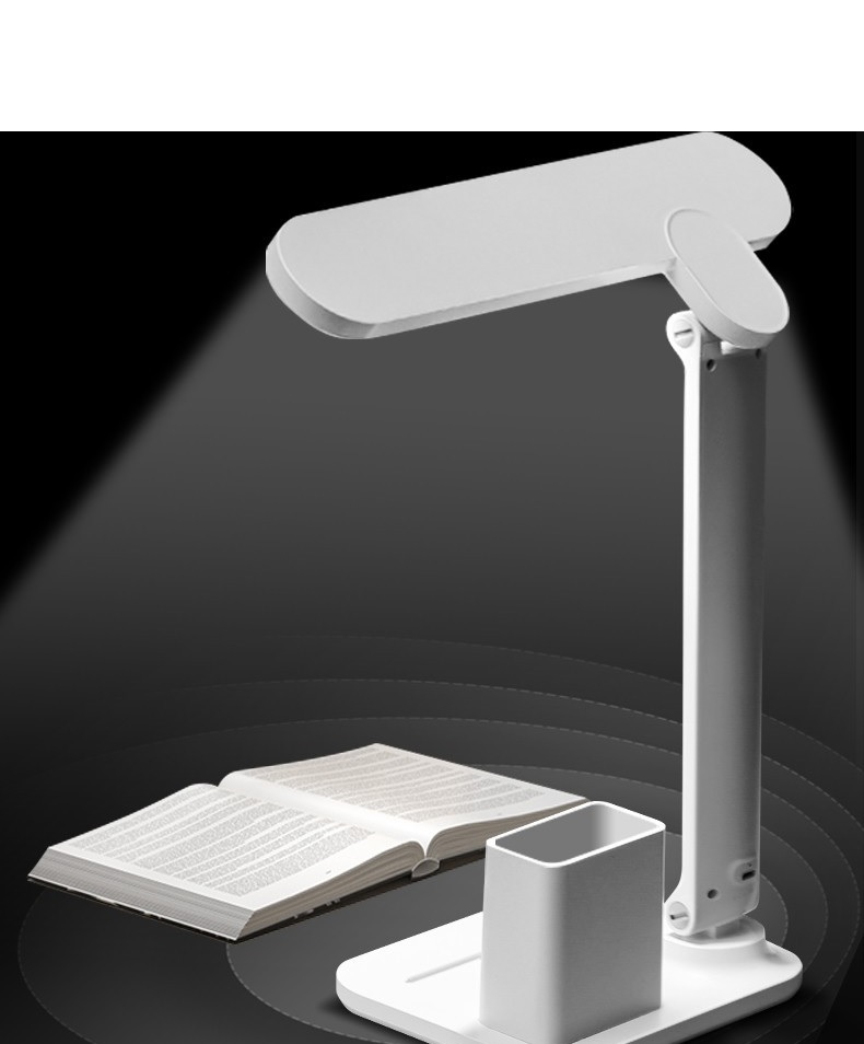 Đèn led để bàn học tích điện W6072GB có kệ đựng bút, điện thoại với 3 chế độ sáng bảo vệ mắt chống cận thị