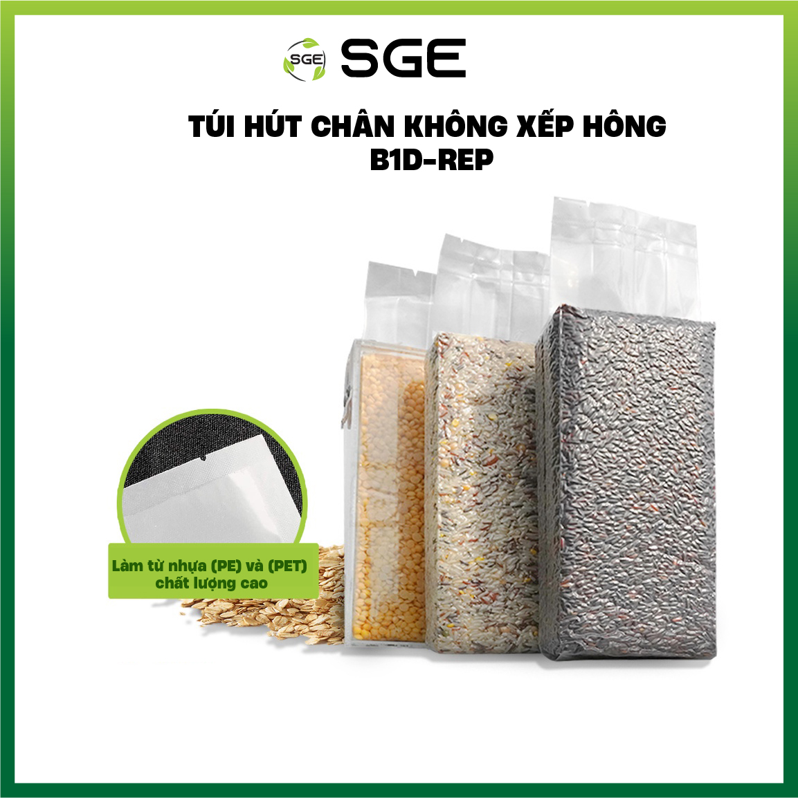 Túi Hút Chân Không Định Hình B1D-Rep Loại Đóng. Làm Từ Hạt Nhựa Nguyên Sinh Cao Cấp Tiêu Chuẩn Vệ Sinh ATTP, Không Chứa Chất Gây Ung Thư, Dùng Được Trong Lò Vi Sóng. Giá Bán Theo 1kg