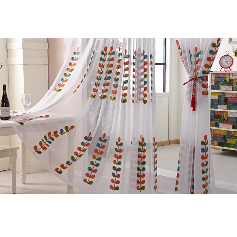 RÈM VOAN THÊU HOA LÁ SIZE 3M NGANG X 2,7M CAO