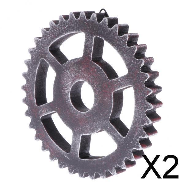 2x12cm Vintage Wood Steampunk Gear Home Bar Cafe Craft Art Wall Decorations #C