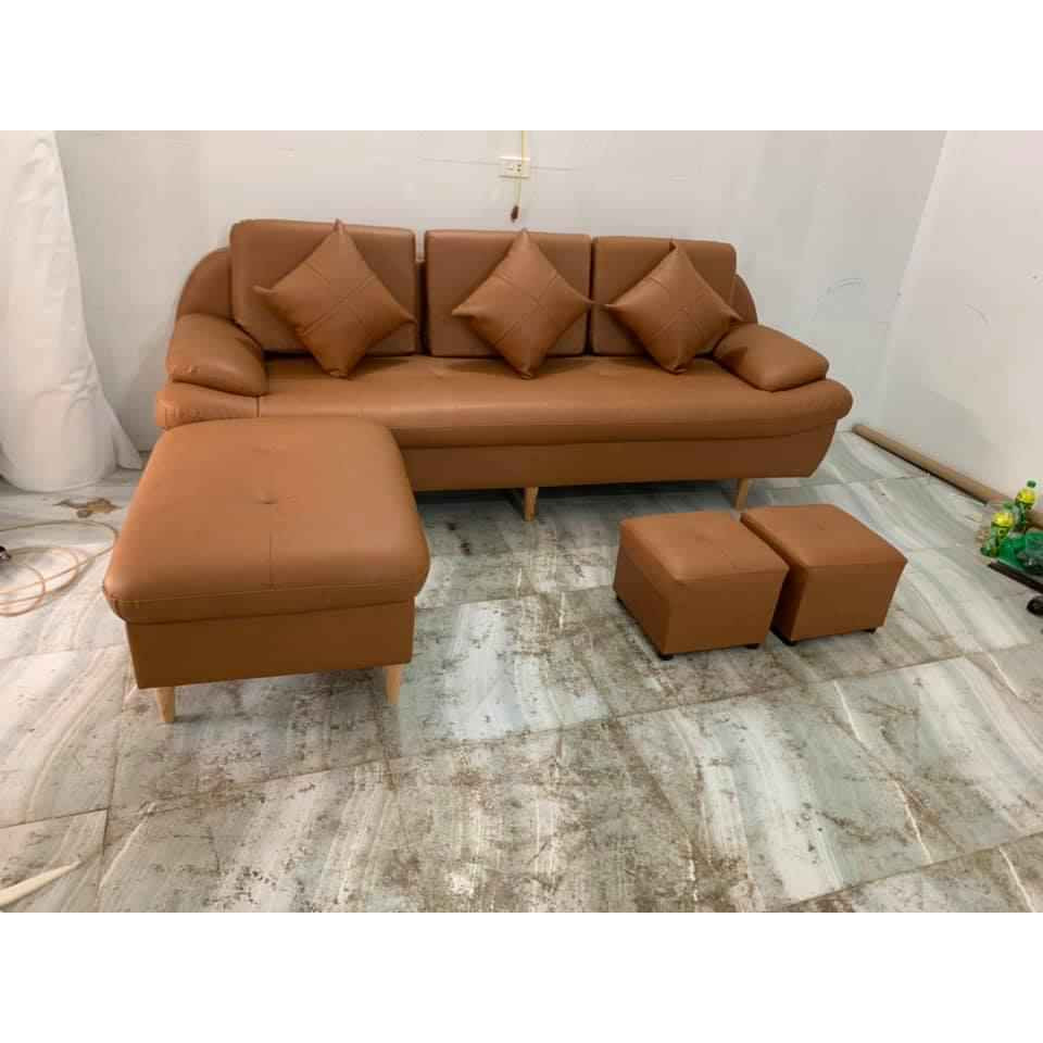 Sofa góc chung cư Juno Sofa và 2 đôn