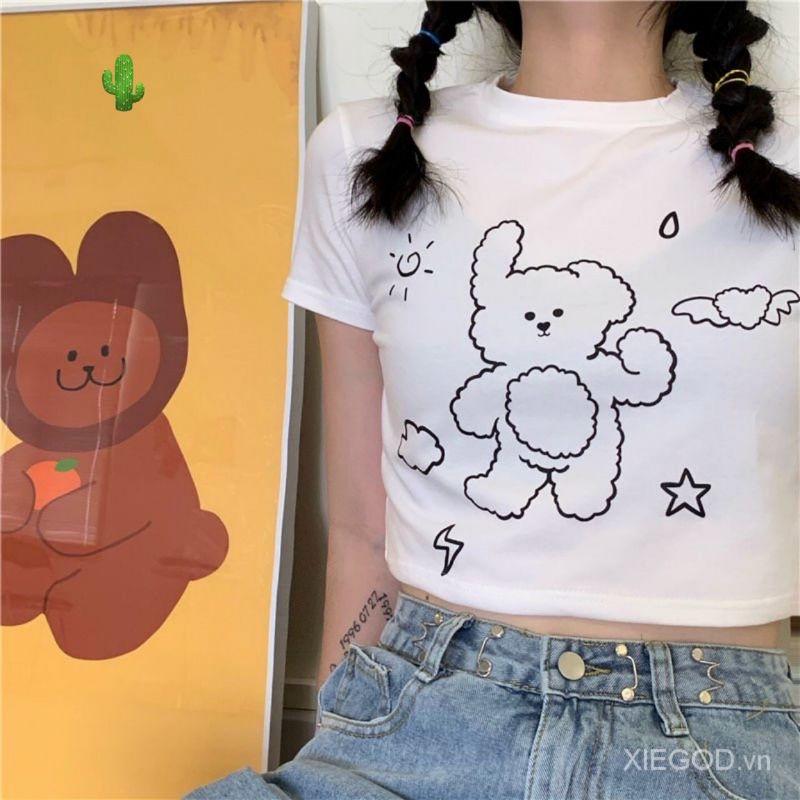 Áo croptop in hình GÂU' siêu cưng