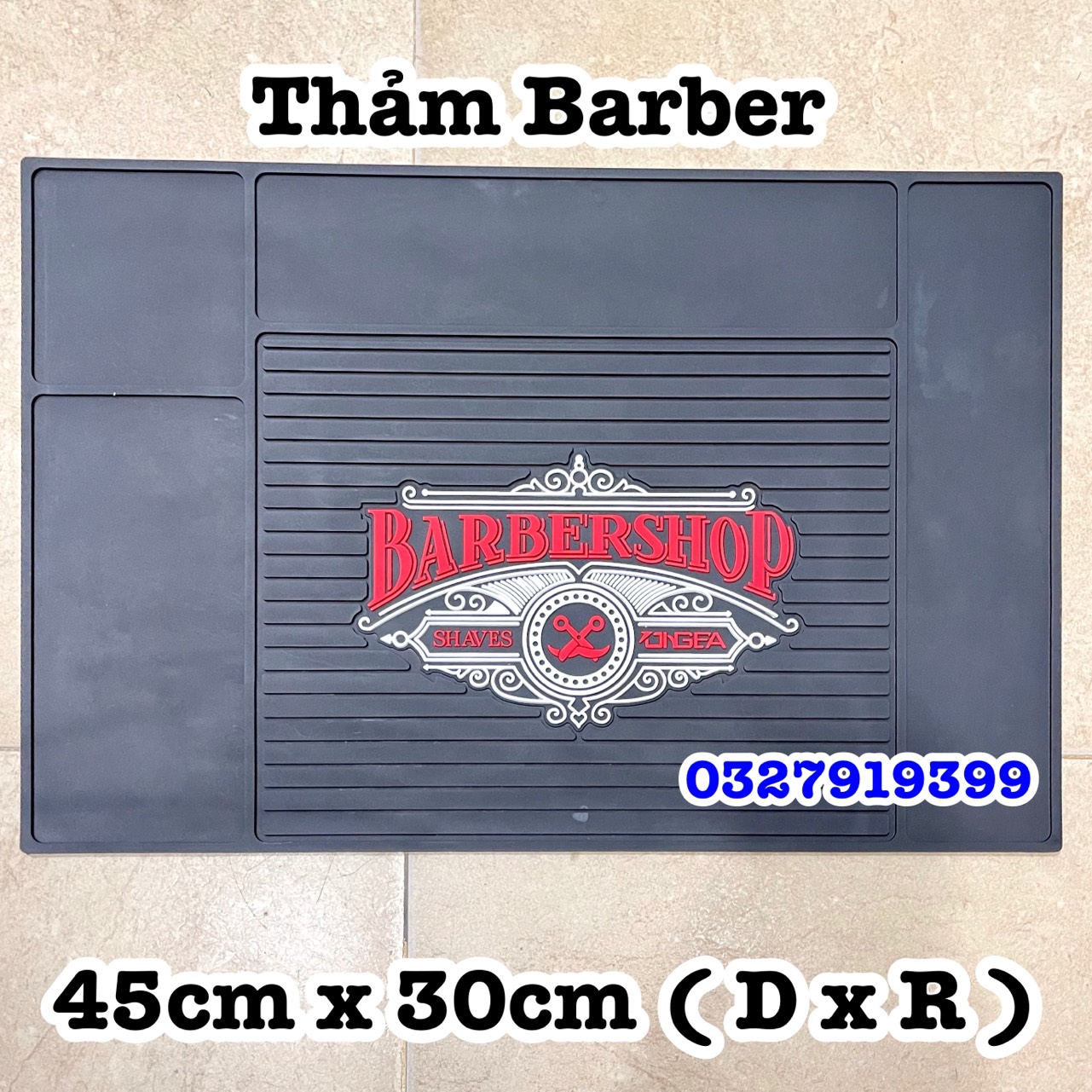 Thảm lót tông đơ-dụng cụ tóc Barber , thảm cao su 30x45cm