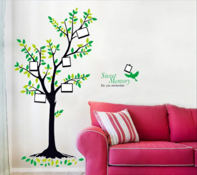 Decal trang trí tường - Thân Cây khung hình mỏng đáng yêu
