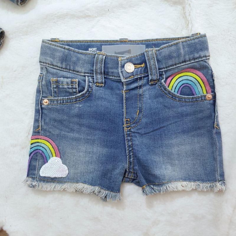 Quần short jean cầu vồng bé gái