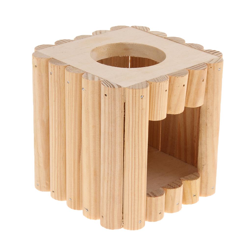 Hamster Nest Double Holes Hut Gerbil Mouse Small Animal Wood Castle