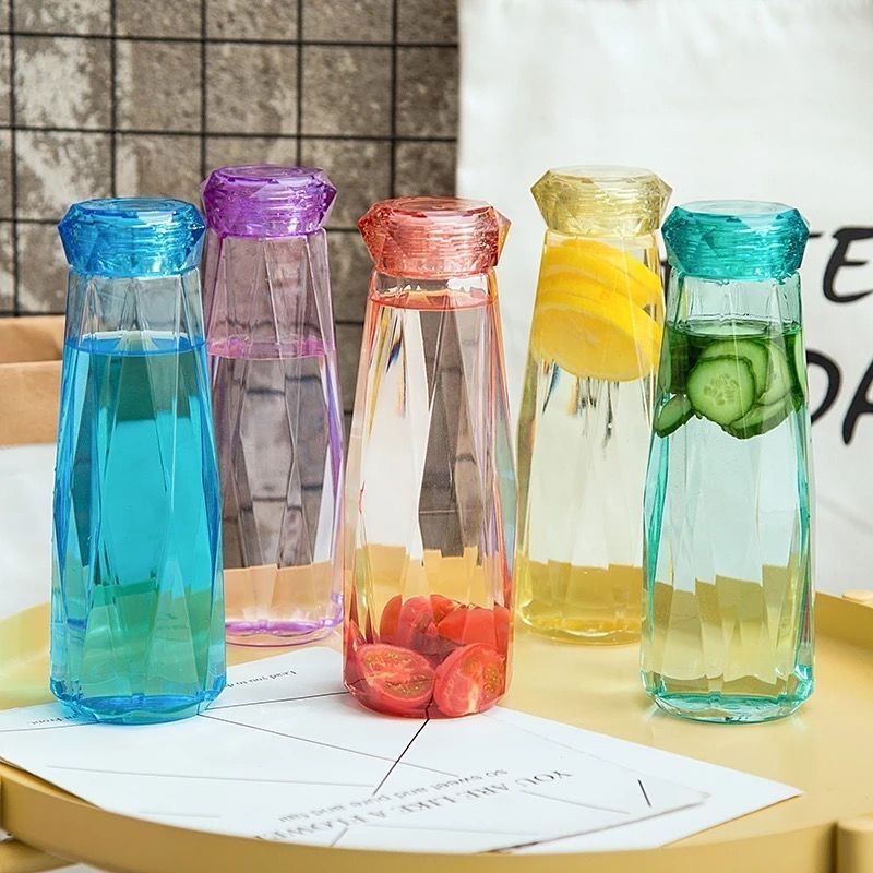 Bình Nước Thủy Tinh Kim Cương 500ml - Vàng
