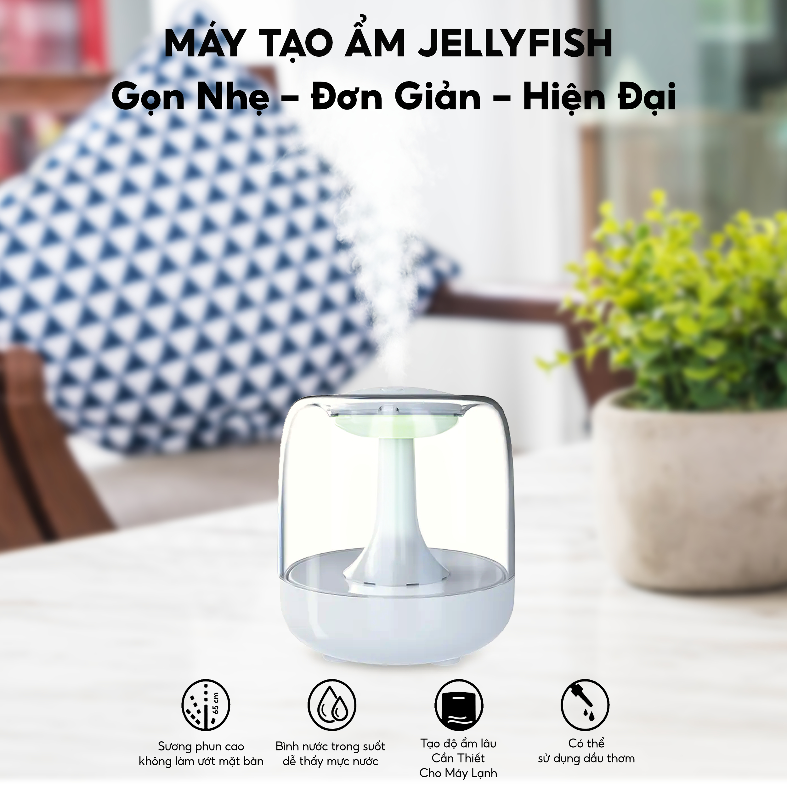 Máy phun sương tạo ẩm Half Horse Jellyfish JS025 nhỏ gọn trang nhã. Hàng chính hãng