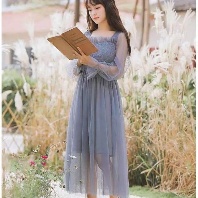Đầm Ulzzang tiểu thư cổ vuông