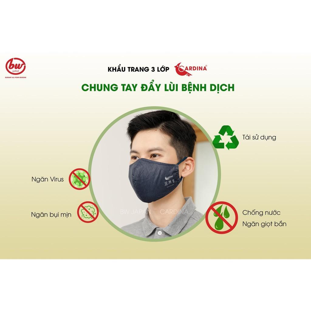 Khẩu Trang Vải Gió 3 Lớp Chống Thấm Nước - Có Thể Tái Sử Dụng Nhiều Lần (Giao màu ngẫu nhiên)