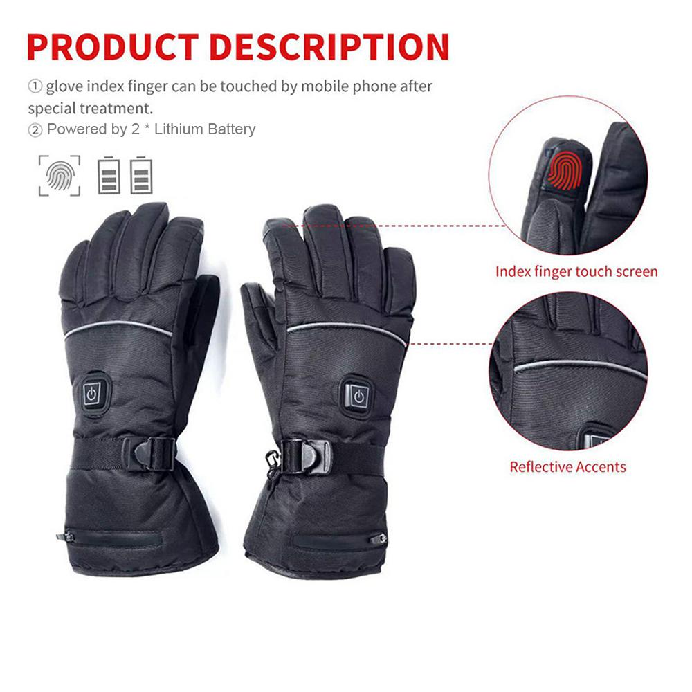 Heated Gloves for Men Women Touchscreen Electric Heating Skiing Gloves Thickened Winter Thermal Gloves Hand Warmer with 3 Heating Levels for Riding Skiing Snowboard Climbing