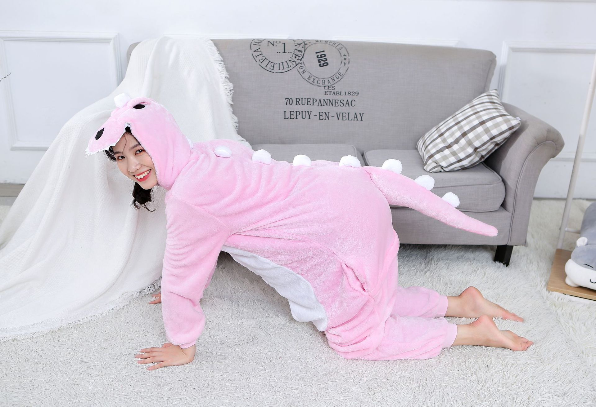 Bộ Đồ thú Khủng Long hồng liền thân lông mịn Pijama dành Cho Người Lớn và Trẻ Em kiểu dáng Động Vật Hoạt Hình Cosplay Đầy Đủ Các Mẫu Mã Kích Cỡ nhiều màu đón giáng sinh HOT độc và lạ