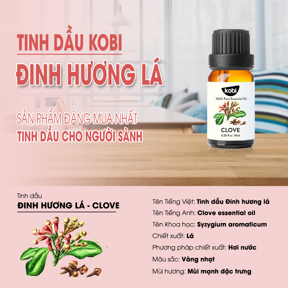 Tinh dầu Đinh Hương Lá Kobi Clove essential oil giúp làm giảm căng thẳng, ổn định huyết áp - 5ml