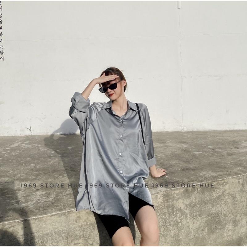 Áo sơmi lụa bóng 932 1969 STORE nữ - sơmi form rộng ba màu trơn