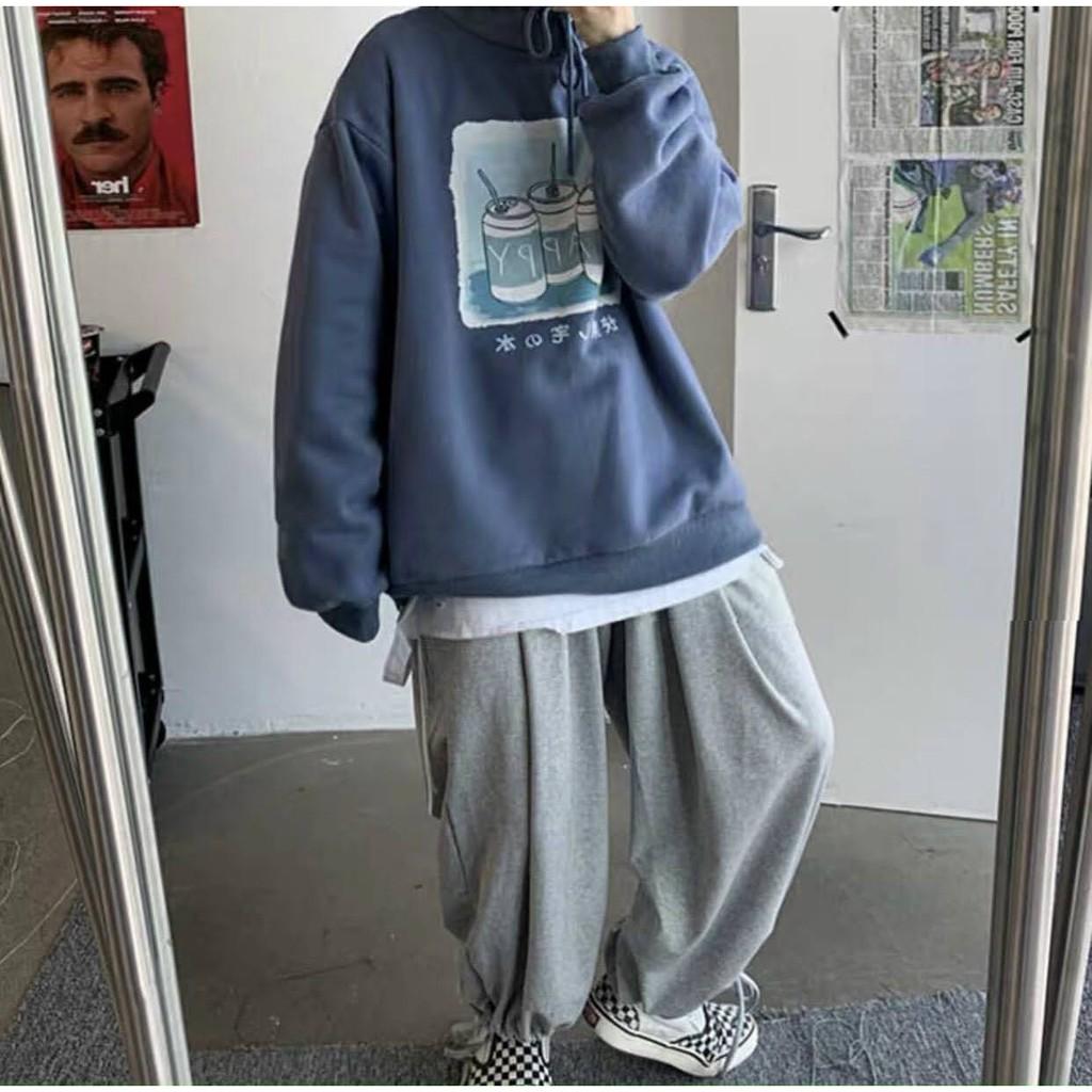 Áo khoác nam nữ nỉ ngoại hoodie tay bí 3 lon nước ngọt Happy