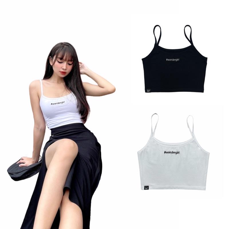 Áo croptop 2 dây thêu Wandergirl 2 màu