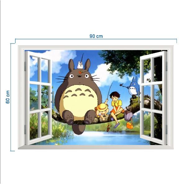 Decal trang trí khung cửa sổ Chuột TOTORO và những người bạn