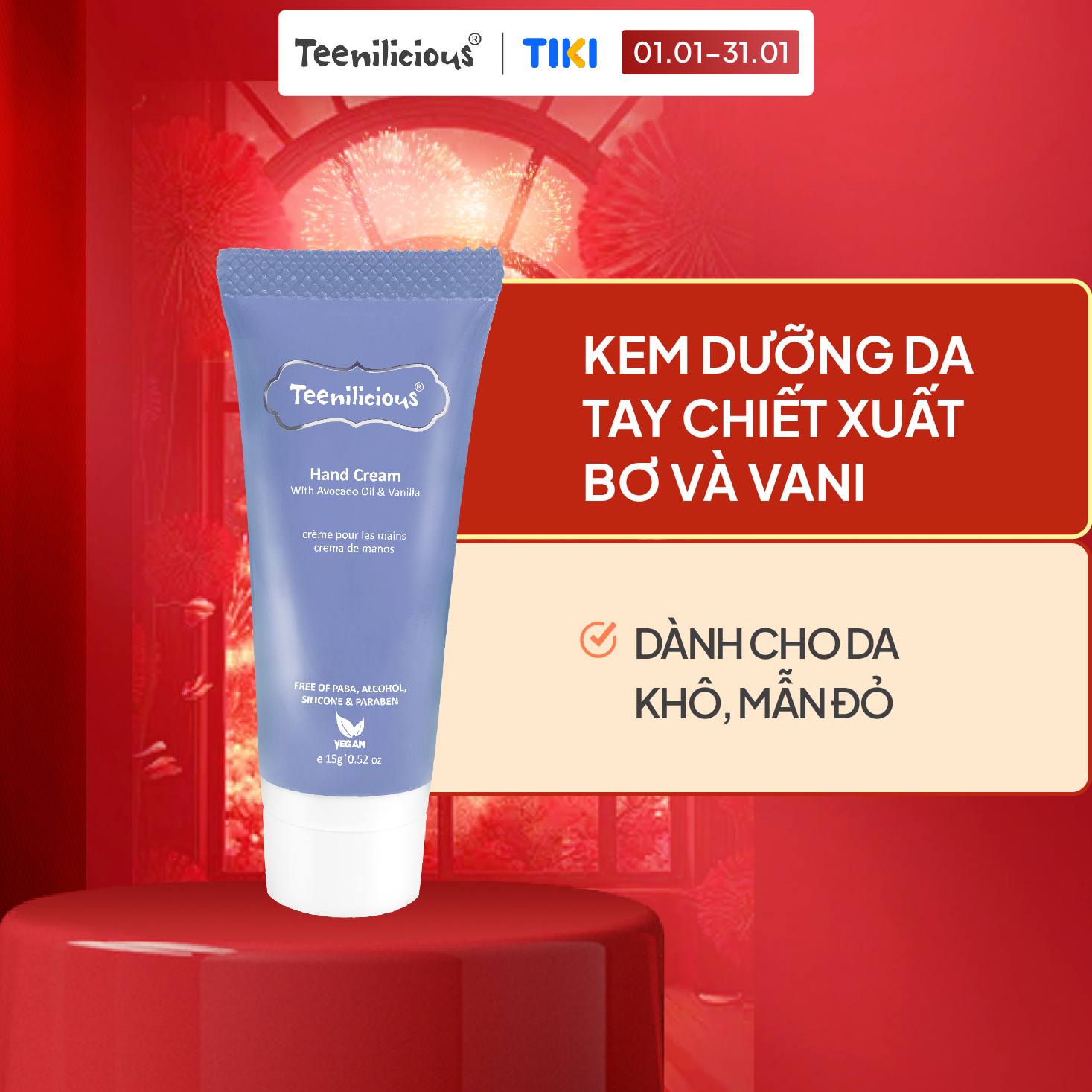 [Mini Size] Kem Dưỡng Da Tay Chiết Xuất Bơ Và Vani Teenilicious Hand Cream With Avocado Oil &amp; Vanilla 15g - Dưỡng Ẩm Chuyên Sâu, Mềm Mại, Phù Hợp Mọi Loại Da