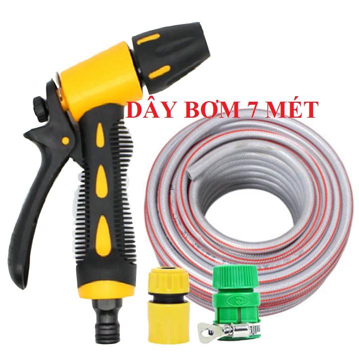 Bộ dây vòi xịt nước rửa xe, tưới cây . tăng áp 3 lần, loại 7m, 10m 206319 cút sập, nối PE