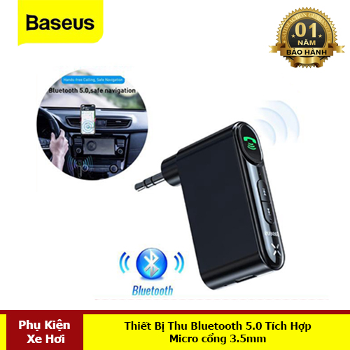 Bộ Thu Bluetooth 5.0 DC 5V Cho AUX 3.5mm Trên Xe Hơi Đàm Thoại Rảnh Tay - Hàng Chính Hãng Baseus