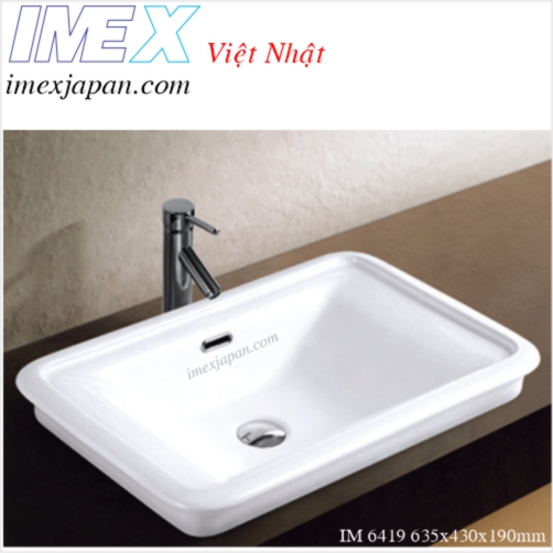 Chậu lavabo sứ để trên bàn đá chính hãng IMEX IM 6419