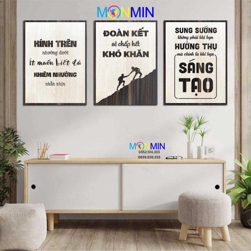 Combo 3 Tấm Tranh Slogan Gỗ tạo động lực khổ lớn 54x40cm