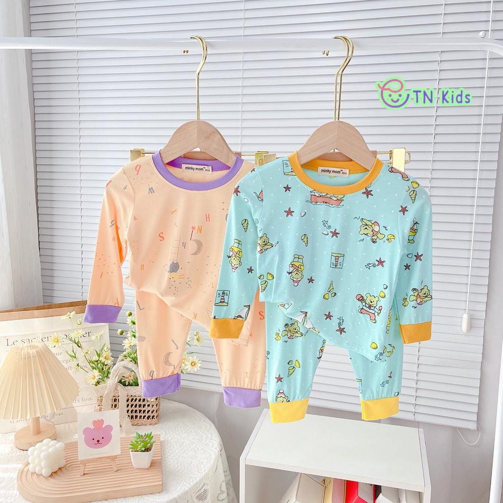 Bộ Dài Tay Thun Lạnh In Toàn Thân Viền Màu Mềm Mịn Thoáng Mát Hàng Chuẩn Loại 1 cho bé trai bé gái