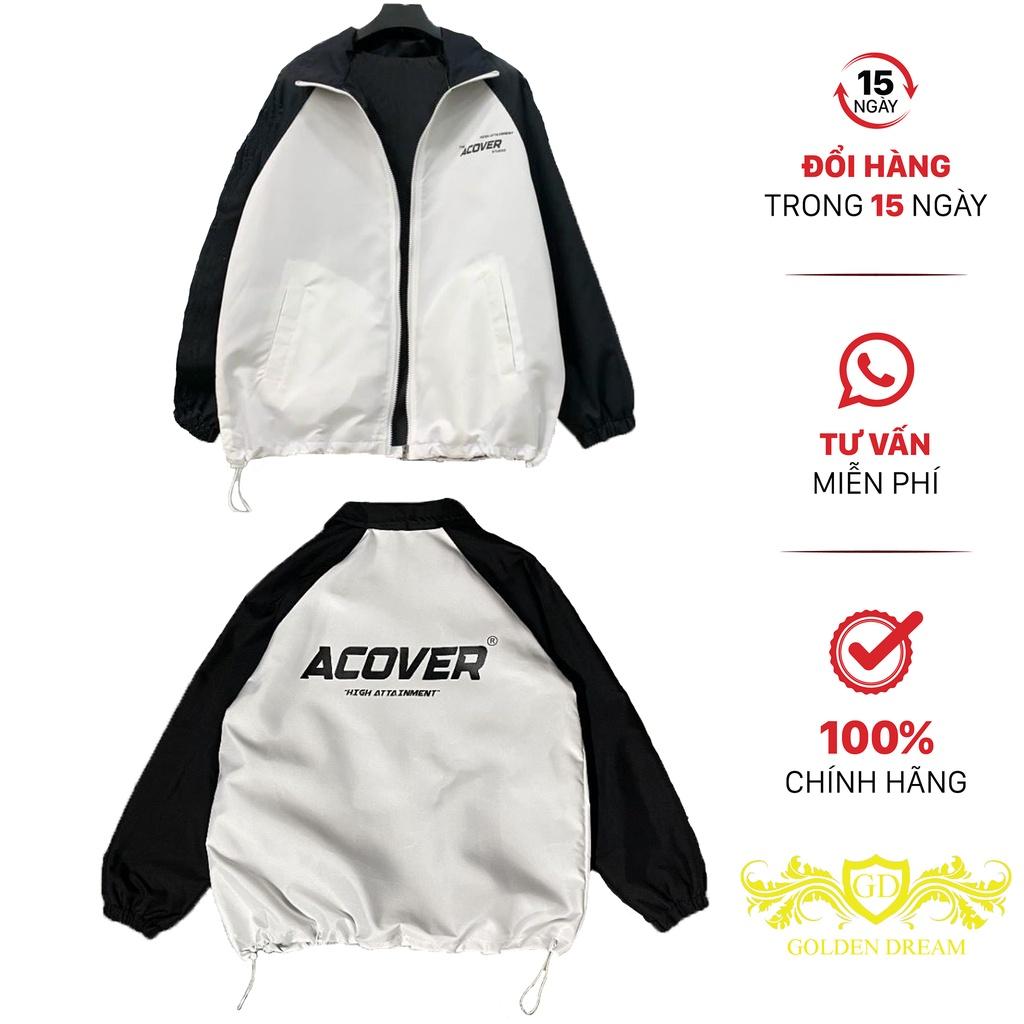 Áo Khoác Dù Jacket ACOVER đen phối trắng - form rộng unisex GOLDEN DREAM 399