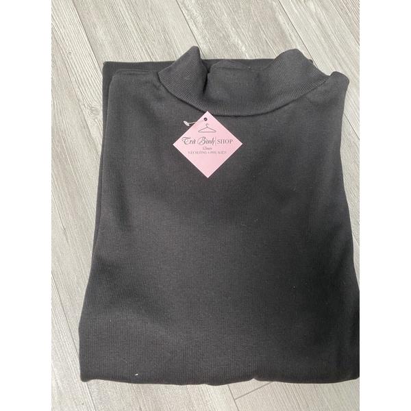 Váy len nữ suông dài tay cổ 3 phân Đầm trơn chất len thường hàng VNXK