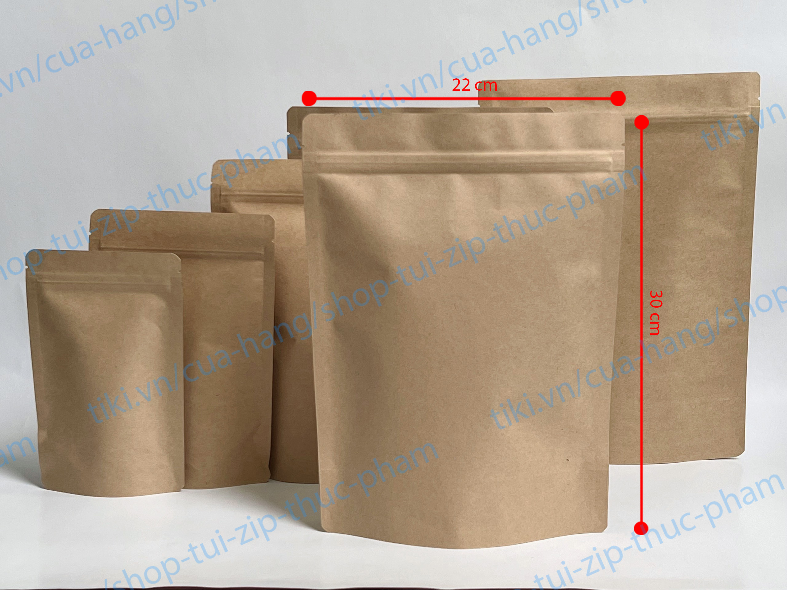 0.5KG Túi Zip Hai Mặt Giấy Kraft Đựng Thực Phẩm Khô Trà, Cà Phê (Zip, Zipper, Ziplock túi giấy không cửa sổ) - size