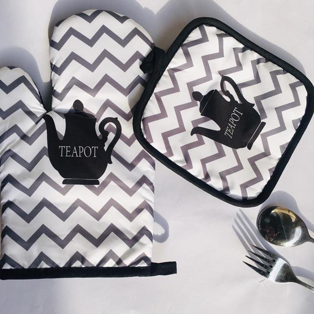 2pcs Oven Cotton Gloves Pot Holder Cooking Heat Resistant