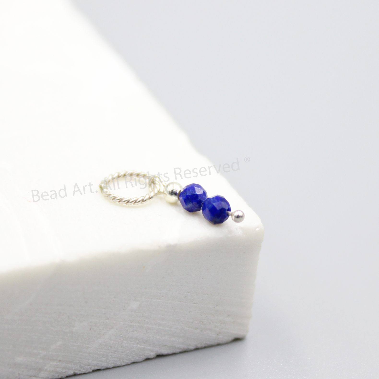 Mặt Dây Chuyền 14x3MM Đá Lapis Lazuli Xanh Dương Thiên Nhiên Và Bạc 925 Size Mini, Trang Sức Đá Phong Thuỷ, Mệnh Thuỷ, Mộc - Bead Art