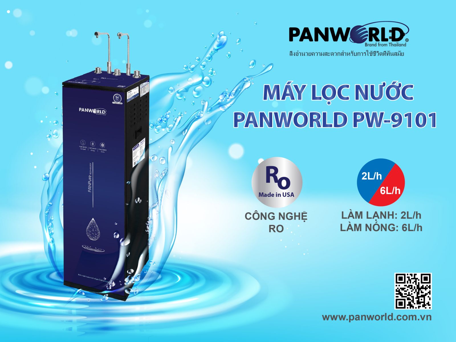 Máy lọc nước nóng lạnh nguội Panworld PW-9101 - Hàng chính hãng