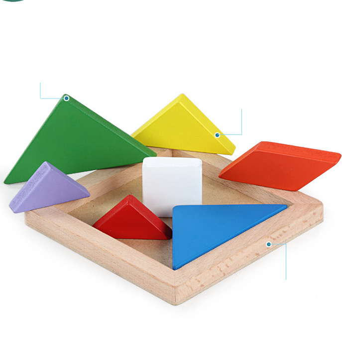 Đồ chơi giáo dục Tangram 7 mảnh nhiều màu sắc