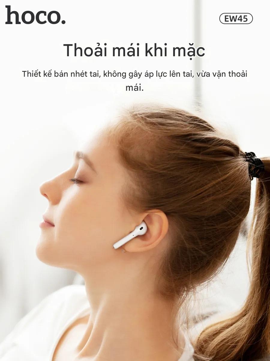 Tai Nghe Bluetooth Ho,co EW45 TWS 5.3, Có Mic Đàm Thoại, Nghe Nhạc 4H, Kèm Case Tai Mèo Cute - Hàng chính hãng