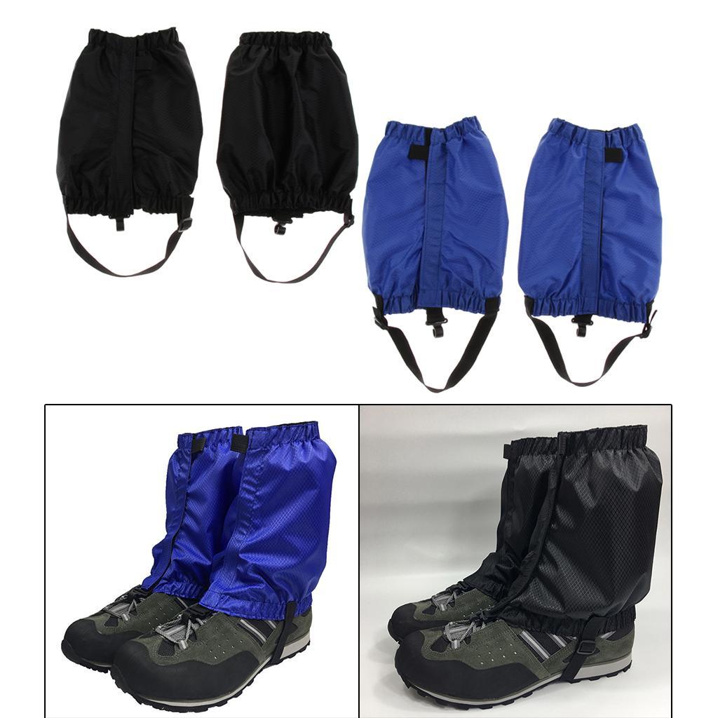 2x Outdoor Waterproof Ankle Walking Gaiters Boots Snow Leg Guard Black+Blue