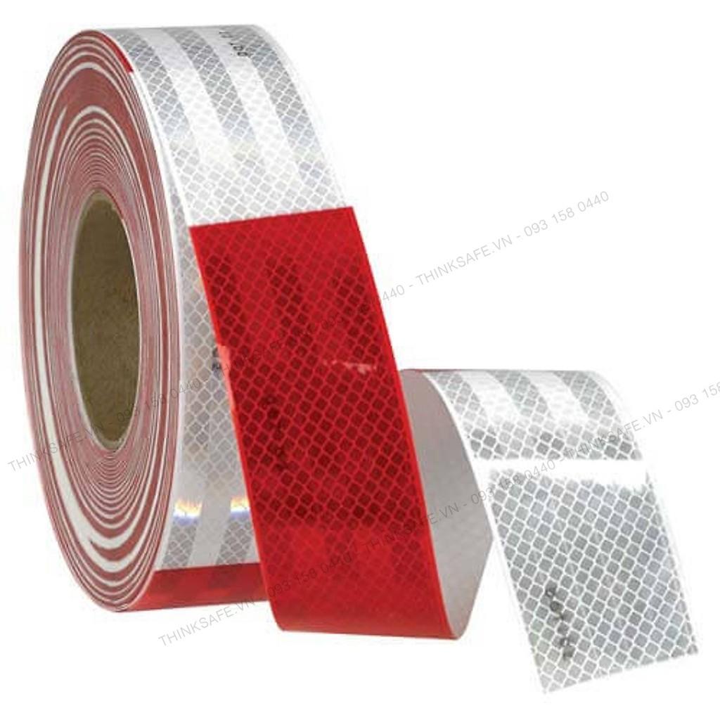 Băng keo phản quang 3M 983 phản quang theo cấu trúc kim cương, bền đẹp, màu trắng đỏ