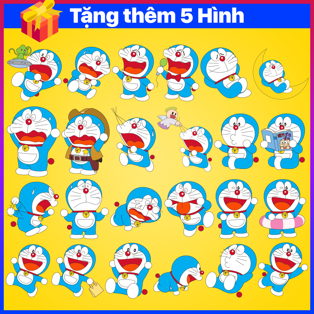 Bộ 30 Hình Dán Sticker Mèo Doreamon Dễ Thương Dán Xe Máy, Nón Bảo Hiểm, Laptop (Cắt sẵn, chống thấm nước)