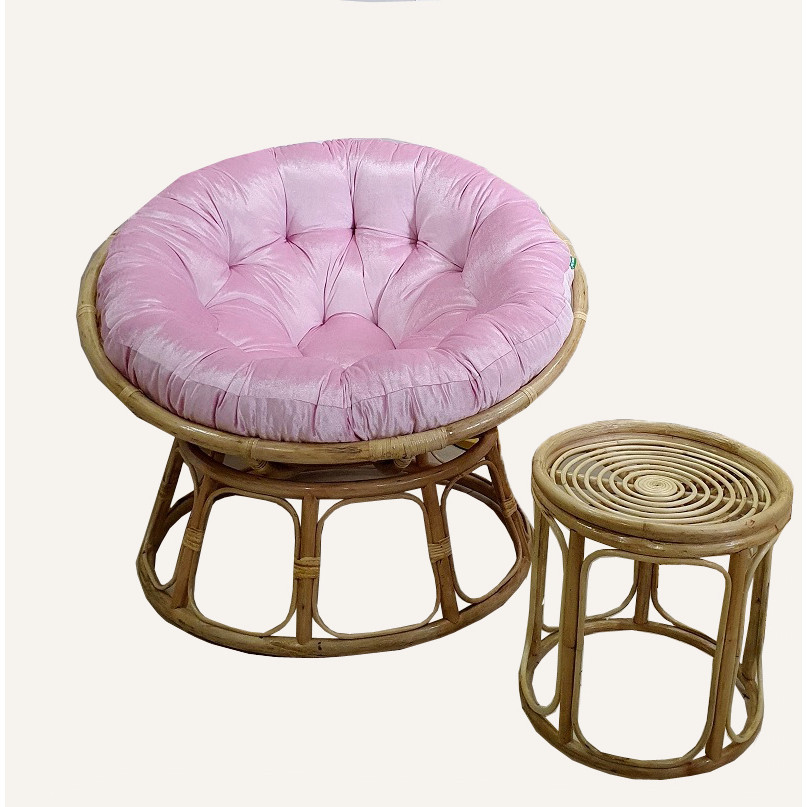 Ghế papasan + đôn ghác chân (Hồng)