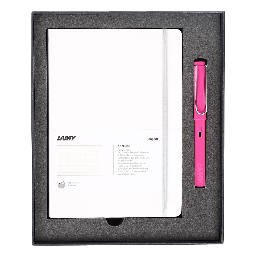 Lamy Notebook A5 Softcover White + Lamy Safari Pink - GSNSa0028