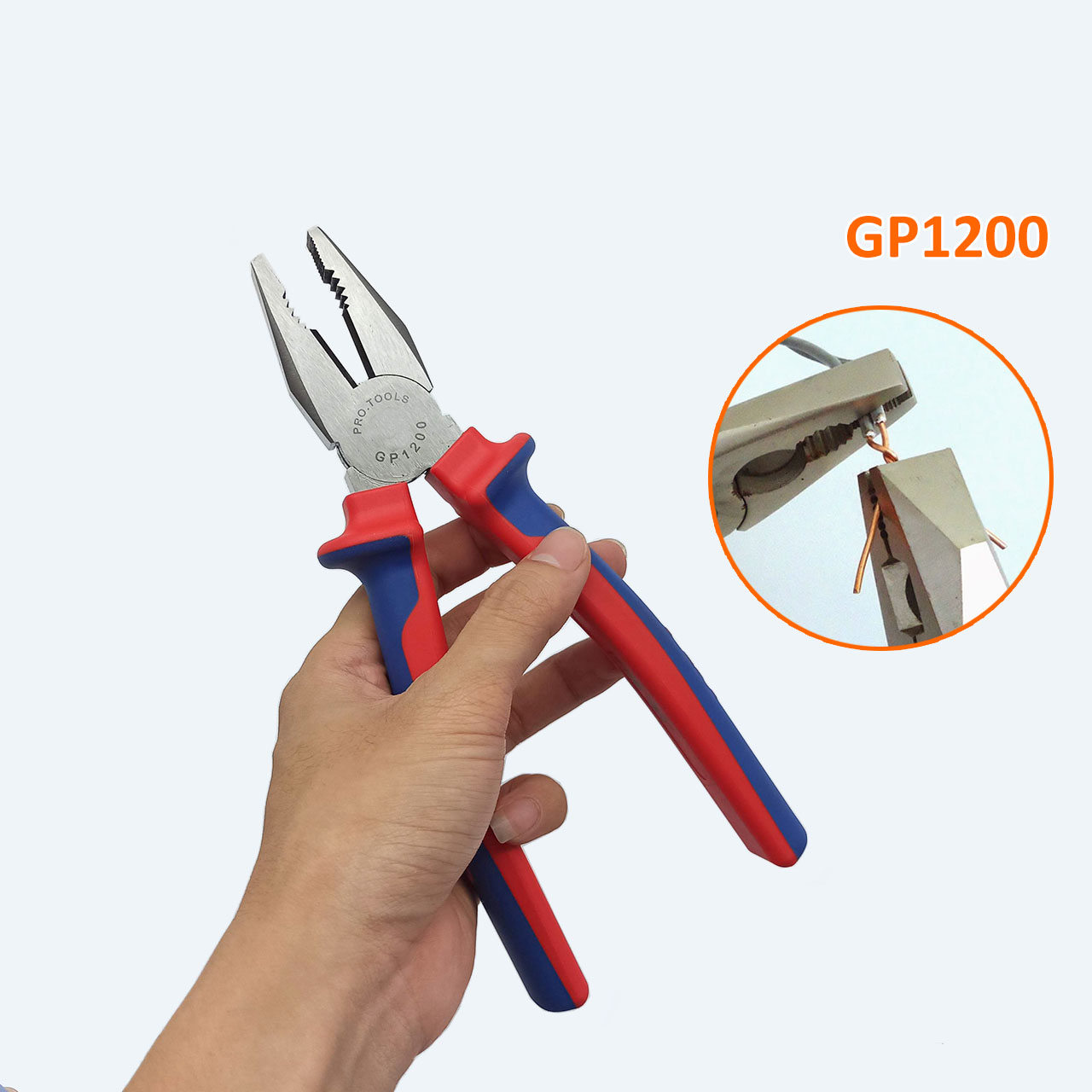 Kìm điện cao cấp 200mm lưỡi thép giàu Crôm tôi cao tần độ cứng HRC62