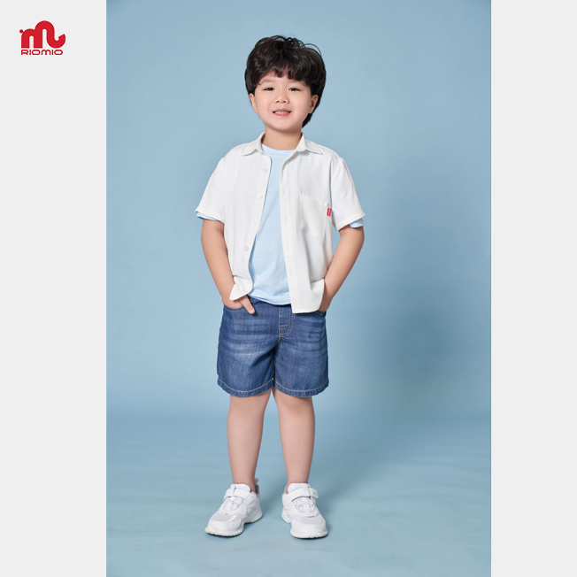 Áo sơ mi cộc tay bé trai Riomio quần áo trẻ em 5,6,7,8,9,10,11 tuổi RA660
