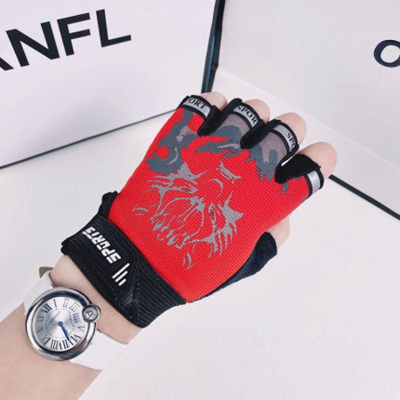 Trẻ em găng tay nửa ngón tay bé trai viết trẻ em đi xe đạp găng tay trượt băng thể thao ngoài trời Color: black Size: L