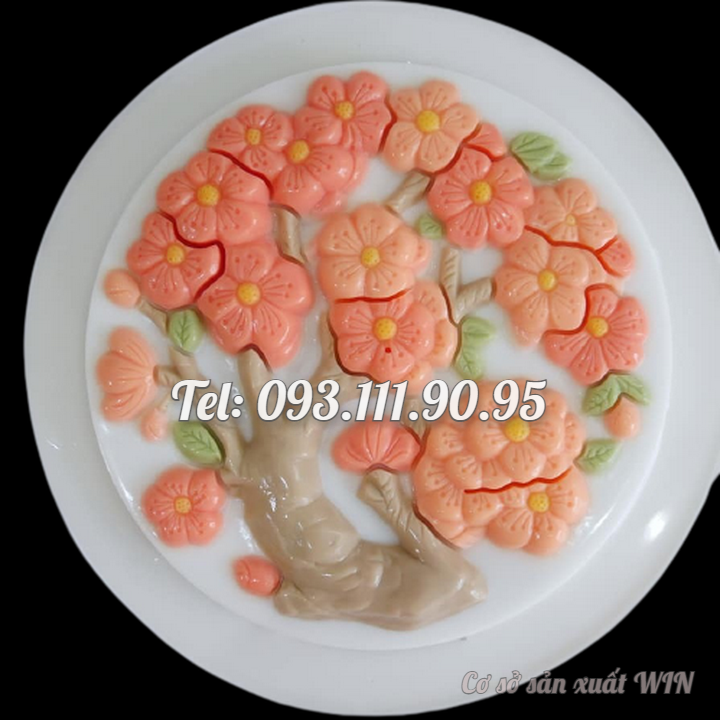 Khuôn rau câu sinh nhật, cưới hỏi hoa mai – Khuôn hình tròn loại 20 cm - Mã số 1276