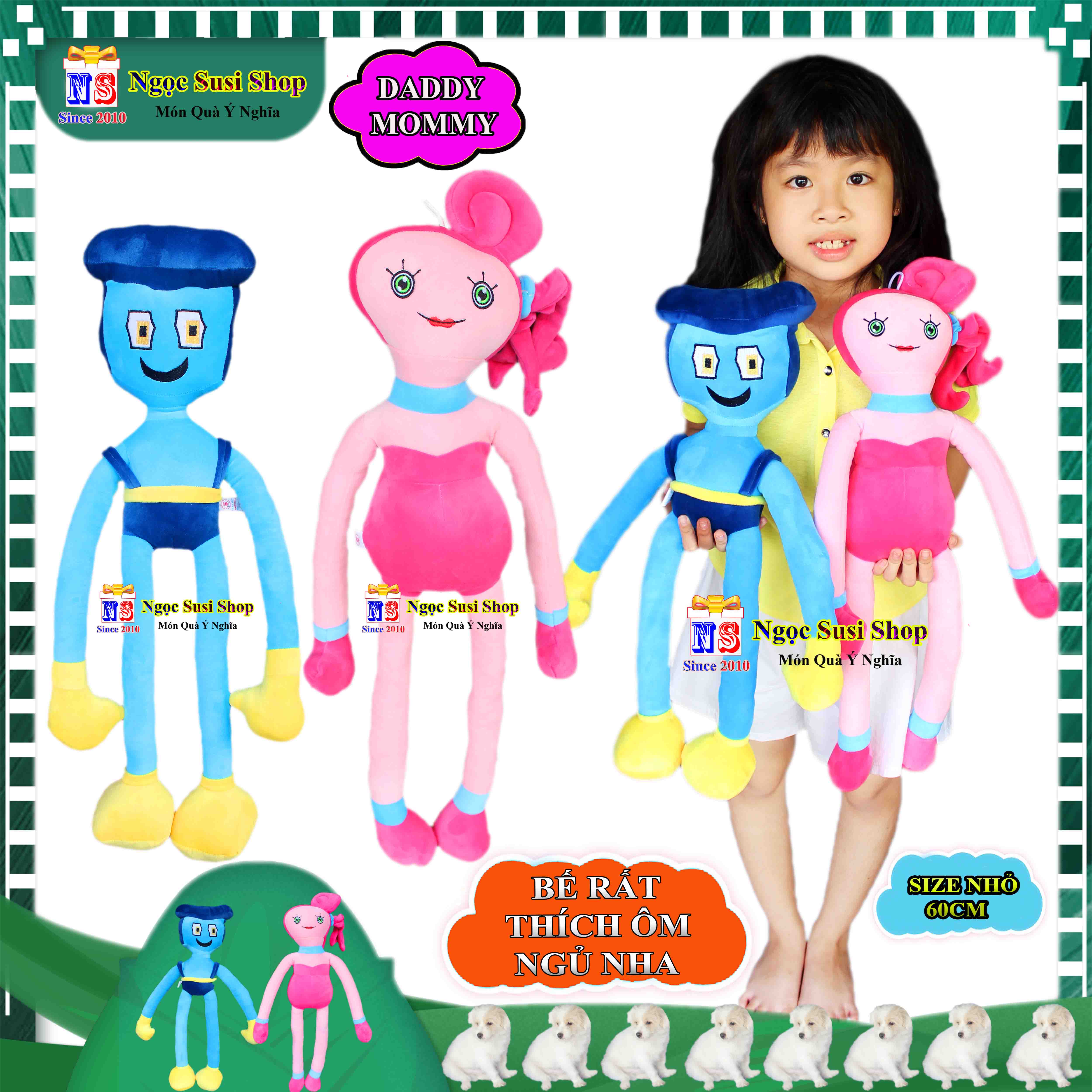 GỐI ÔM THÚ BÔNG MOMMY LONG LEGS DADDY LONG LEGS HUGGY POPPY SIÊU ĐÁNG YÊU CHO BÉ ÔM NGỦ - THÚ BÔNG MOMMY DADDY