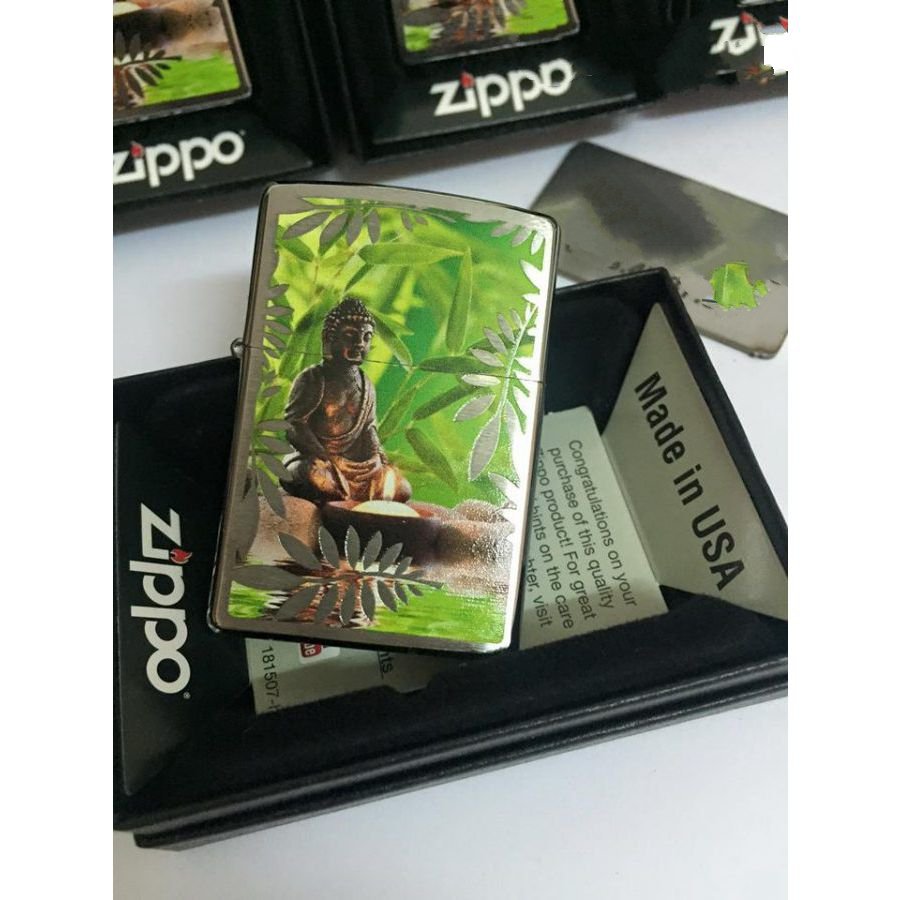 Bật Lửa Zippo Buddah Brushed Chrome Chính Hãng Usa