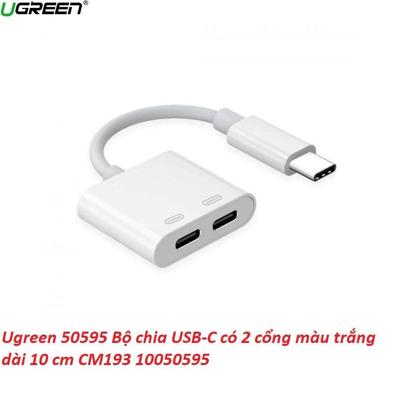 Ugreen UG50595CM193TK 10cm 2 cổng USB TYPE C bộ chia Hub màu trắng dài 0.1M - HÀNG CHÍNH HÃNG
