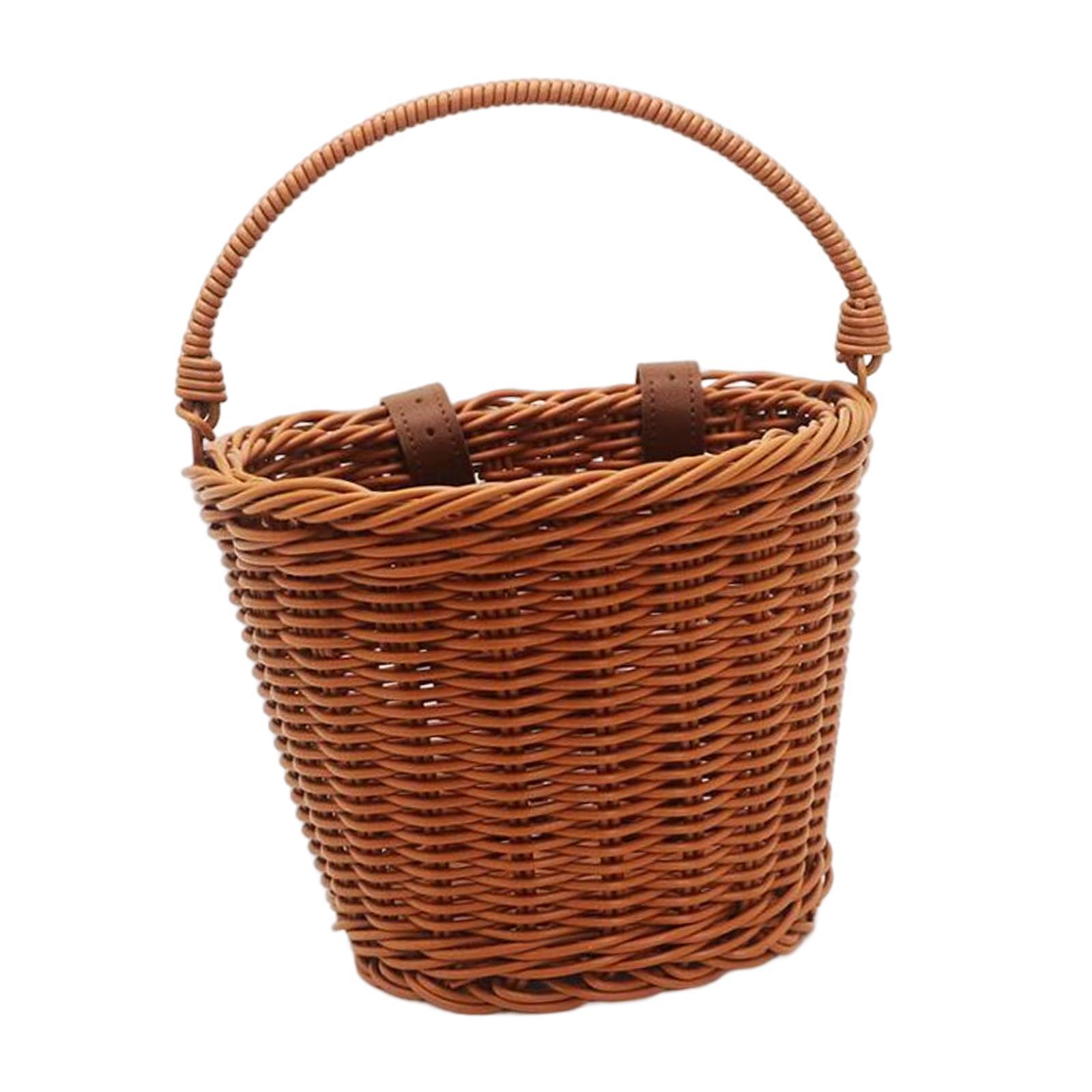 Children's Basket, Kids Bike Basket, Detachable Electric Bike Basket, Woven Front with Handle Shopping Vegetable Basket for Kids